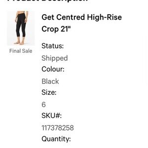 Lululemon Black High-Rise Crop Leggings